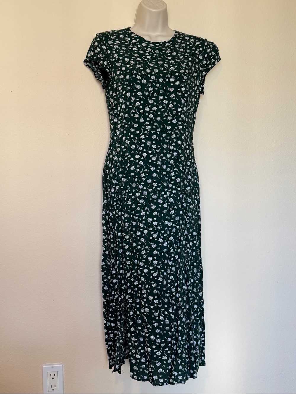 Bohme Green & White Floral Midi Length Dress